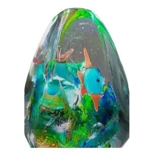 Vintage Murano Paperweight Ocean Fish Coral Reef Handblown Art Glass Sea Aquatic